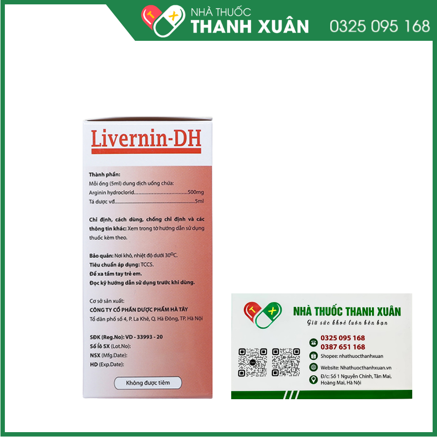 Dung dịch uống Livernin-DH 500mg/5ml hỗ trợ điều trị bệnh gan, rối loạn tiêu hóa